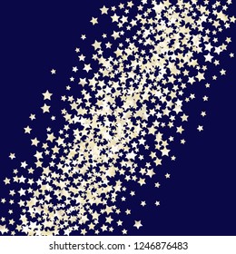 Colorful stars scattered diagonally. Isolated gradient celestial elements. Pearl nacre glitter. Festive iridescent holographic shine effect vector template for decorations
