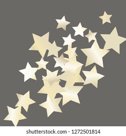 Colorful stars scattered diagonally. Isolated gradient stellar elements. Pearl nacre shine. Festive iridescent holographic shine effect vector template for decorations