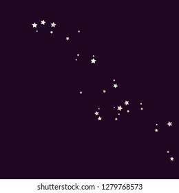 Colorful stars scattered diagonally. Isolated gradient stellar elements. Pale pink blue pearl nacre glitter. Holiday celebration luminous glossy vector template 