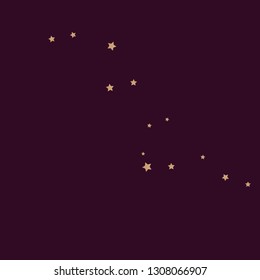 Colorful stars scattered diagonally. Isolated gradient celestial elements. Brass metal glitter. Iridescent glitter festive celebration vector template for celebration decoration