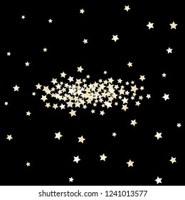 Colorful stars scattered horizontally. Isolated gradient celestial elements. Pearl nacre shine. Holiday celebration luminous glossy vector template for decorations