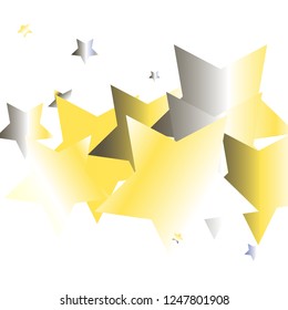 Colorful stars scattered horizontally. Isolated yellow blue white grey gradient celestial elements. Festive iridescent holographic shine effect vector template for celebration decoration