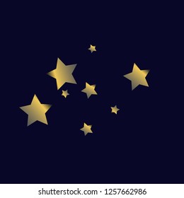 Colorful stars scattered horizontally. Isolated gradient celestial elements. Platinum chrome metal glitter. Festive iridescent holographic effect vector template for decorations, packaging.