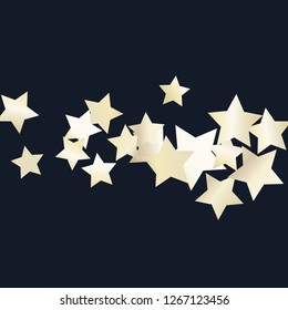 Colorful stars scattered horizontally. Isolated gradient stellar elements. Pearl nacre glitter. Iridescent glitter festive celebration vector template for decorations