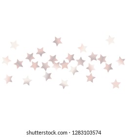 Colorful stars scattered horizontally. Isolated gradient stellar elements. Palle pink blue pearl nacre gloss. Festive iridescent holographic shine effect vector template 