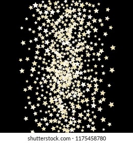 Colorful stars scattered vertically. Isolated gradient stellar elements. Pearl nacre glitter. Holiday celebration luminous glossy vector template for decorations