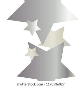 Colorful stars scattered vertically. Isolated gradient stellar elements. Platinum metal shine. Festive iridescent holographic shine effect vector template for decorations