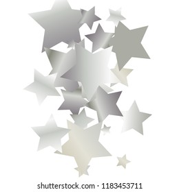 Colorful stars scattered vertically. Isolated gradient stellar elements. Platinum metal glitter. Festive iridescent holographic shine effect vector template for decorations