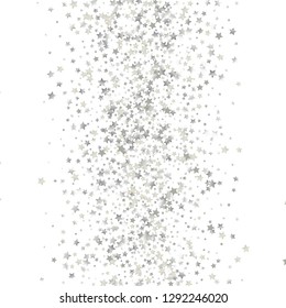 Colorful stars scattered vertically. Isolated gradient stellar elements. Platinum metal glitter. Iridescent glitter festive celebration vector template for decorations