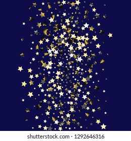 Colorful stars scattered vertically. Isolated gradient stellar elements. Platinum chrome metal glitter. Festive iridescent holographic effect vector template for decorations, packaging.