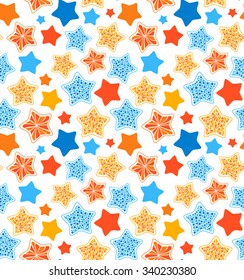 Colorful stars seamless pattern.