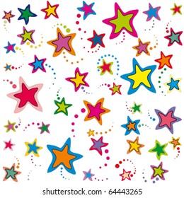 Colorful stars seamless pattern