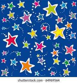 Colorful stars seamless pattern