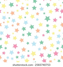 Colorful stars seamless pattern. A bunch of colorful stars on a white background. EPS vector illustration