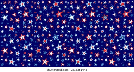 Colorful stars seamless pattern.  Horizontal posters, greeting cards, header, website. Good for textile fabric design, wrapping paper, website wallpapers, textile, wallpaper and apparel. vector 