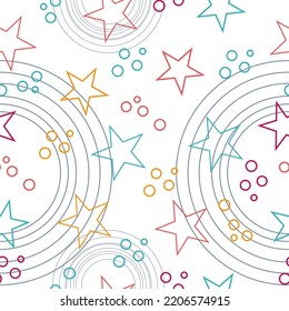 Colorful stars seamless pattern on a white background. It can be use for valentines day wrapping paper or wedding invitation card background.