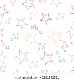 Colorful stars seamless pattern on a white background. It can be use for valentines day wrapping paper or wedding invitation card background.
