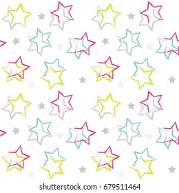 Colorful stars seamless pattern, vector background. 