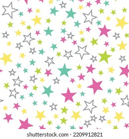 Colorful stars seamless vector pattern