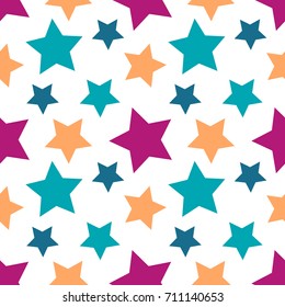 Colorful stars seamless vector pattern
