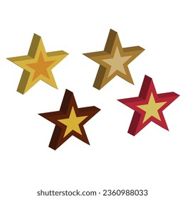 Colorful stars set: Vector assets for Christmas stars, festival celebrations, web or game design, and app icons. Vector template isolated on a white background.