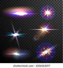 Colorful Stars and sparkles - collection of design elements on half-transparent background - eps10 vector