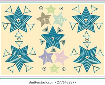Colorful Stars And Triangles Pattern Design