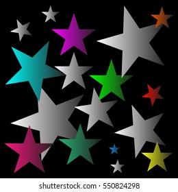 colorful stars vector with black background.wall decoration vector