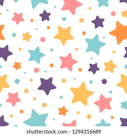Colorful stars vector seamless pattern
