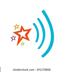 Colorful Stars with Wave Signal. Editable Clip Art.