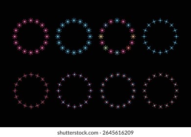 Colorful Star-shaped Circular Frames for Design Elements.