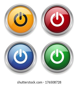 Colorful start button with metallic border