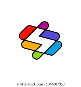 colorful startup creative Initial Letter S Colorful with Outline Style Logo Design Inspiration