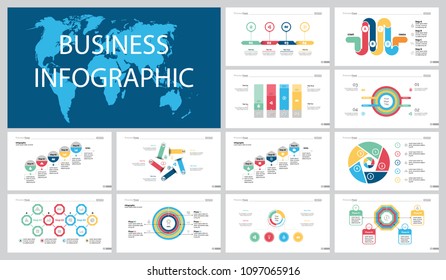 Colorful startup and planning infographic charts set