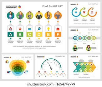 Colorful startup or workflow concept infographic charts set. Business design elements for presentation slide templates. Can be used for financial report, workflow layout and brochure design.