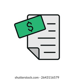 Página de demonstrativo colorida com detalhe de sinal de dólar. Útil para aplicativos ou temas de finanças on-line.