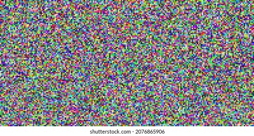 Colorful Static Pixel Noise TV. VHS Glitch Pixel Texture Screen. Static Video Noise. Color Pattern Background. No Signal Vector Illustration.