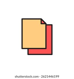 Colorful Stationery Icon Featuring Stacked Orange and Red Documents with minimalistic Design for Office or Education Use