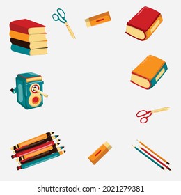 Colorful stationery icons set Free Vector