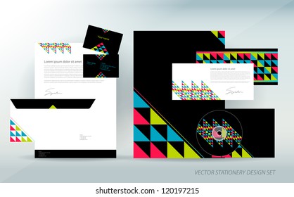 Colorful stationery set with triangle