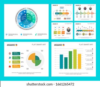 Colorful statistics or analysis concept infographic charts set. Business design elements for presentation slide templates. For corporate report, advertising, leaflet layout and poster design.