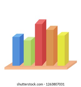 Colorful statistics bars icon on white, stock vector illustration