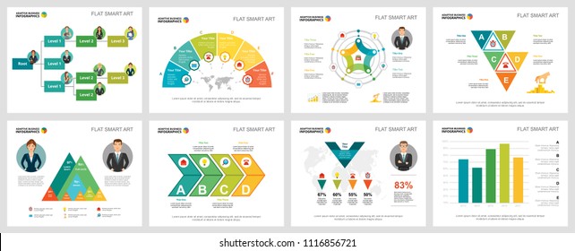 Colorful statistics and logistics infographic charts set. Business design elements for presentation slide templates. Consulting concept can be used for annual report, flyer layout and banner design.