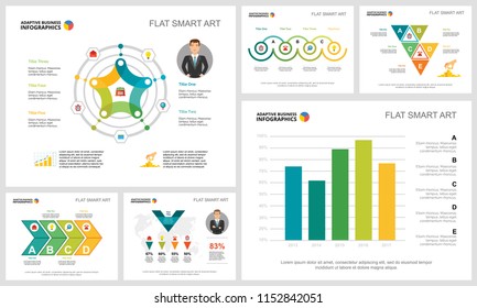 Colorful statistics and logistics infographic charts set. Business design elements for presentation slide templates. Consulting concept can be used for annual report, flyer layout and banner design.