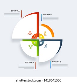Colorful statistics pie chart on gray background for workflow layout, business reports and presentation with alphabetical text option.