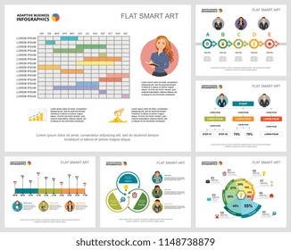 Colorful statistics or teamwork concept infographic charts set. Business design elements for presentation slide templates. For corporate report, advertising, leaflet layout and poster design.