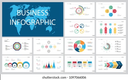 Colorful statistics or training concept infographic charts set