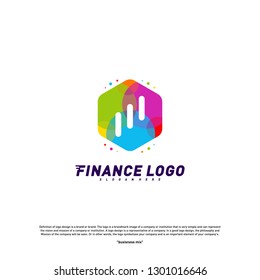 Colorful Stats Financial Advisors with hexagon Logo Design Concept. Finance logo Template Vector Icon