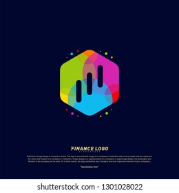 Colorful Stats Financial Advisors with hexagon Logo Design Concept. Finance logo Template Vector Icon