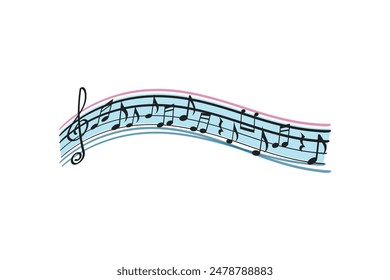 Colorful staves clef with musical notes